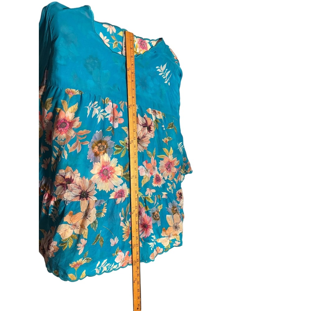 Johnny Was SZ 2X Blue Floral Peasant Tunic. Boho Chic. Festival. Free Spirit. - Picture 6 of 10